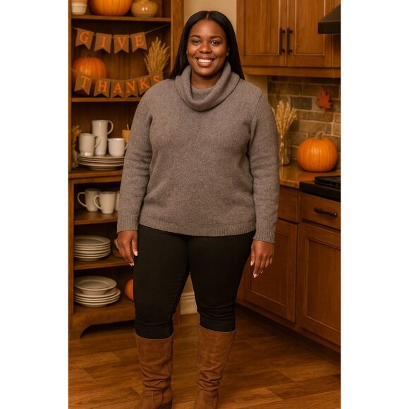 Belldini Plus Size XL Sweater Womens Cowl Neck Soft Knit Long Sleeve Pullover - Picture 9 of 9